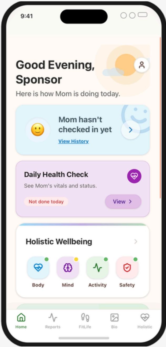 AHAM family sponsor dashboard with daily health check
