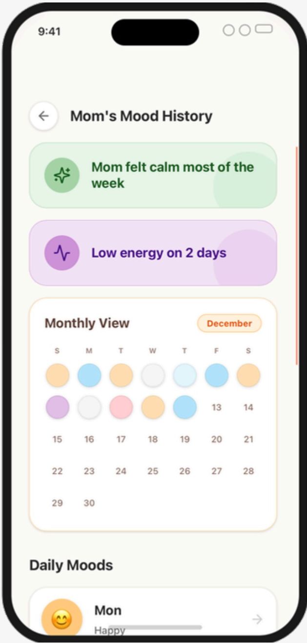 Mood history calendar in the AHAM app